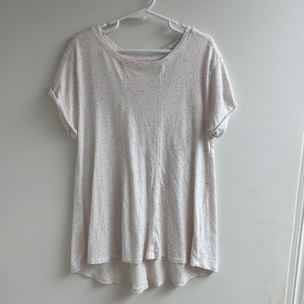 Like New Cat & Jack girls’ 7/8 sparkle cotton Short Sleeve swing hi-lo Tee